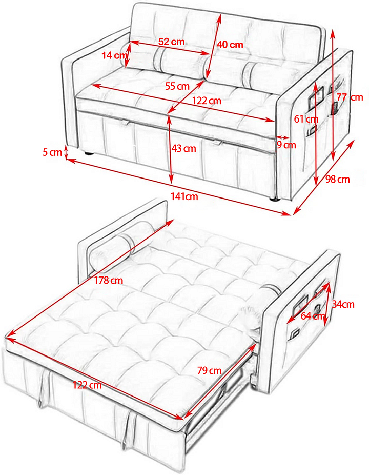 Sofá cama convertible 3 en 1