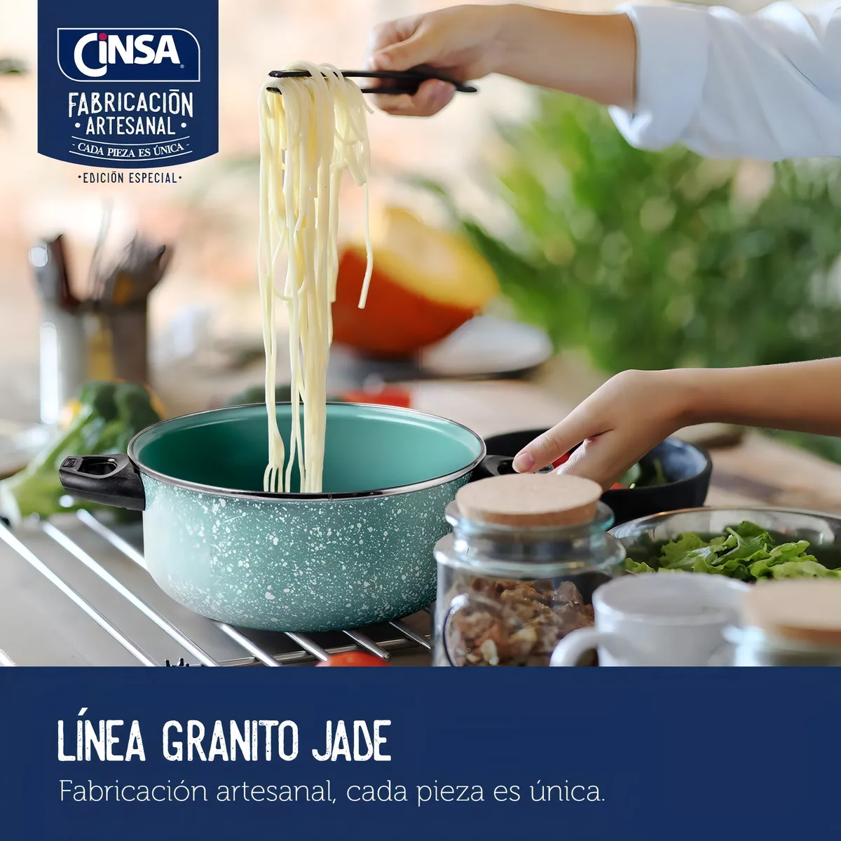 Batería De Cocina Cinsa Granito Jade Menta 12 Piezas
