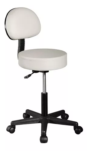 Silla Taburete Banco Consultorio Tatoo Spa Con Respaldo color de la estructura Negro color del asiento Blanco