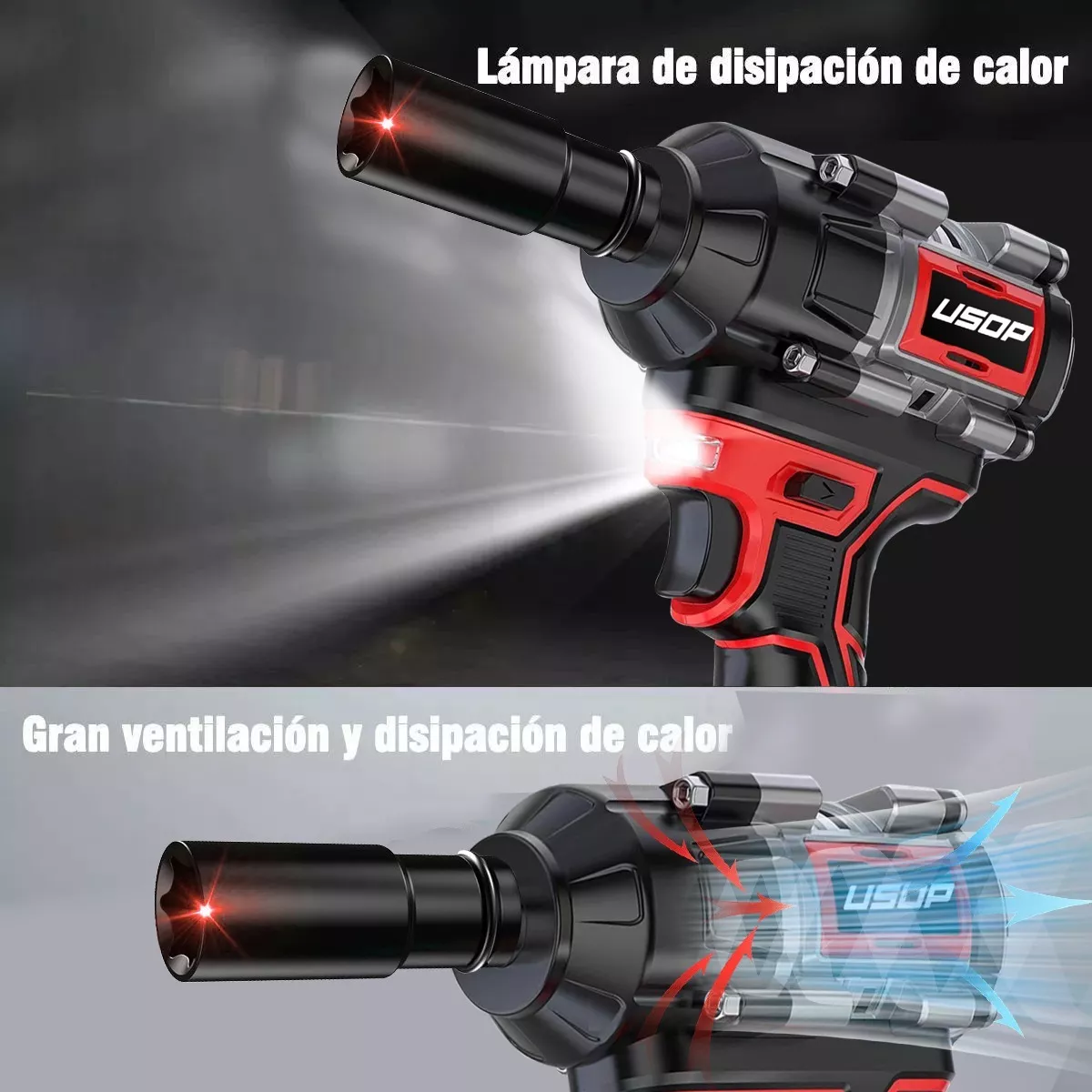 800n.m Llave De Impacto 2 Batería 1/2 Inalámbrica Eléctrica