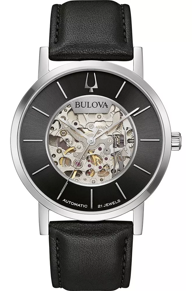 Reloj Bulova Classic American Clipper 96a279 Time Square color de la correa Negro color del bisel Plateado color del fondo Negro