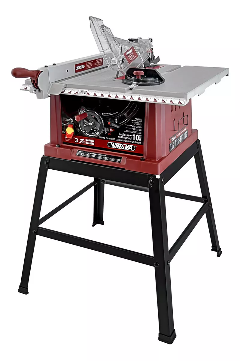 Sierra De Mesa Con Base 10 2.7 Hp Kn Bts-10n-Motor Potente, Mesa De Aluminio, Base De Acero, 5000 Rpm