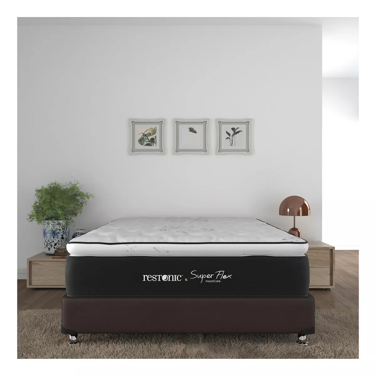 Colchon Queen tamaño Restonic Confort Lumbar Con Tratamiento Antibacterial, Foam Inteligente Con Colchoneta Euro Top Maximo Descanso
