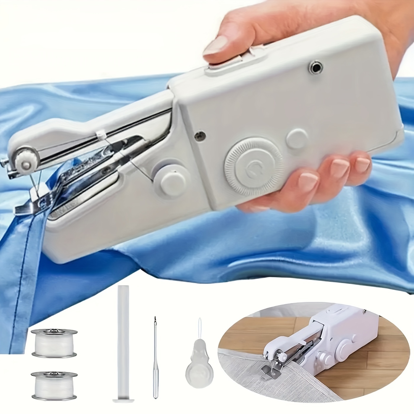 1pc Handheld Sewing Machine Mini Sewing Machines, port&aacute;til Sewing Machine Quick Handheld Stitch Tool para Fabric, Cloth, Clothing (battery Not Included, Self-prepared 4 AAA Batteries)