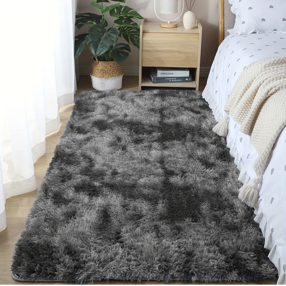 1pc, Soft Plush Area Rugs, Non-slip Fuzzy Shag Plush Soft Shaggy Bedside Rug, Tie-Dyed sala Carpet para Girls Kids Baby Teen Dorm Decor, Pet Friendly rec&aacute;mara sala Nursery Room Rug, Decor, Room Decor