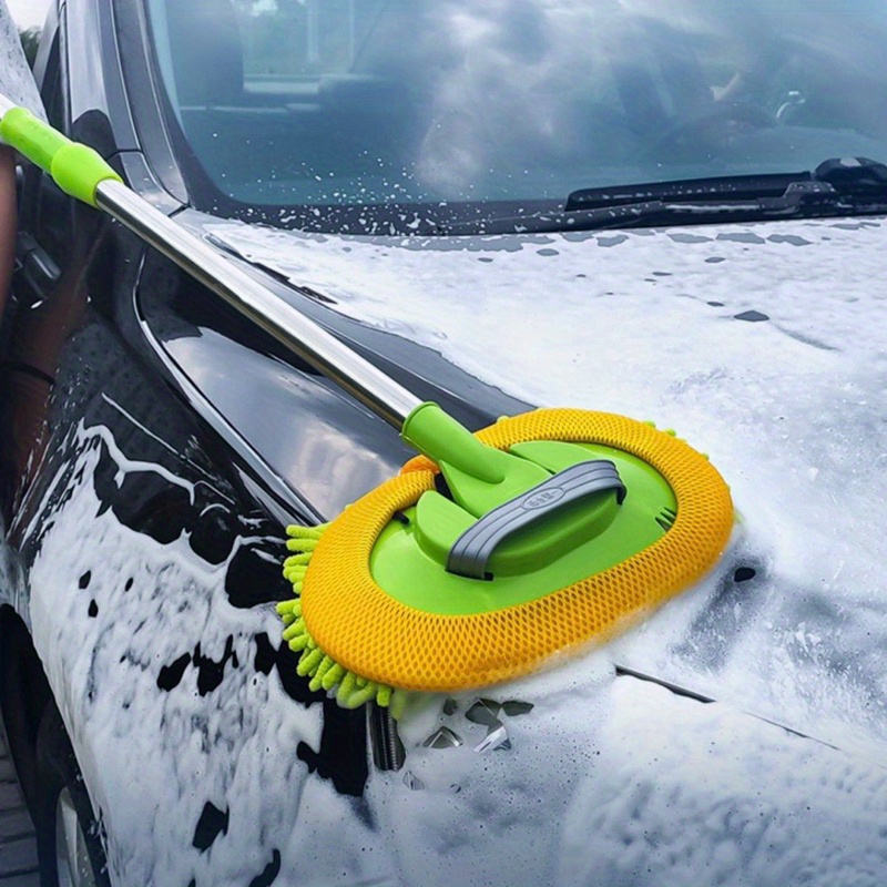 1pc Extendable auto Wash Mop, Long Handle Chenille auto Cleaning Brush, auto Care Product, Wash Brush auto Cleaning Tool, Green