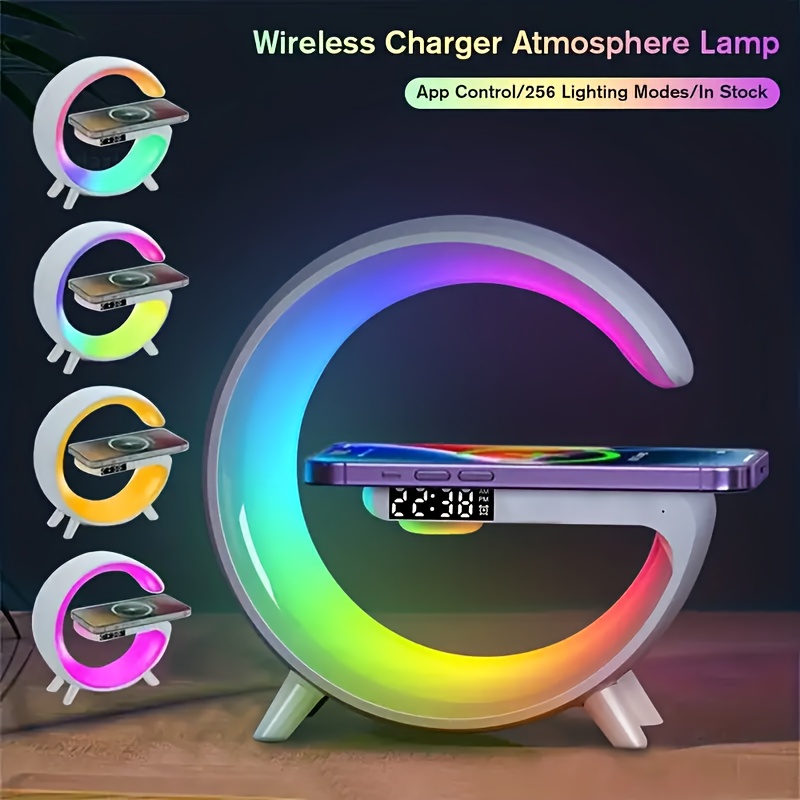 1pc Colorful Atmosphere Light, Multi-function Bt Music Speaker, inal&aacute;mbrico Charging Of Mobile tel&eacute;fono, Timing Alarm Clock