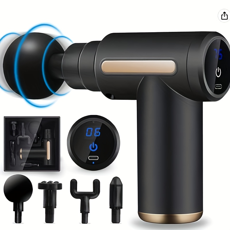 1pc Fascia Electric Massager Gun, Deep Tissue Percussion Electric Muscle Massager, port&aacute;til Handheld Ultra-Quiet Brushless Motor, para Sports Gym valentine's day para him