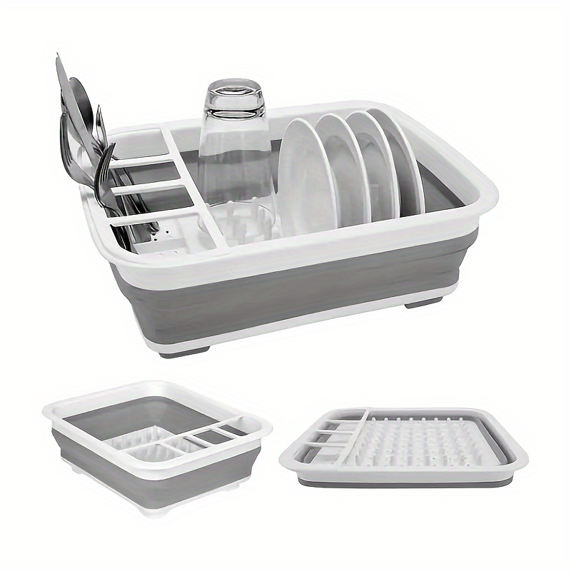 1pc Collapsible Dish Drying Rack para cocina Counter, Tableware almacenamiento Rack, Over The Sink Dish Drainer, Fruit Vegetable Washing Sink Drain Basket, Easy To Clean y Space Saving para Party Restaurant Use