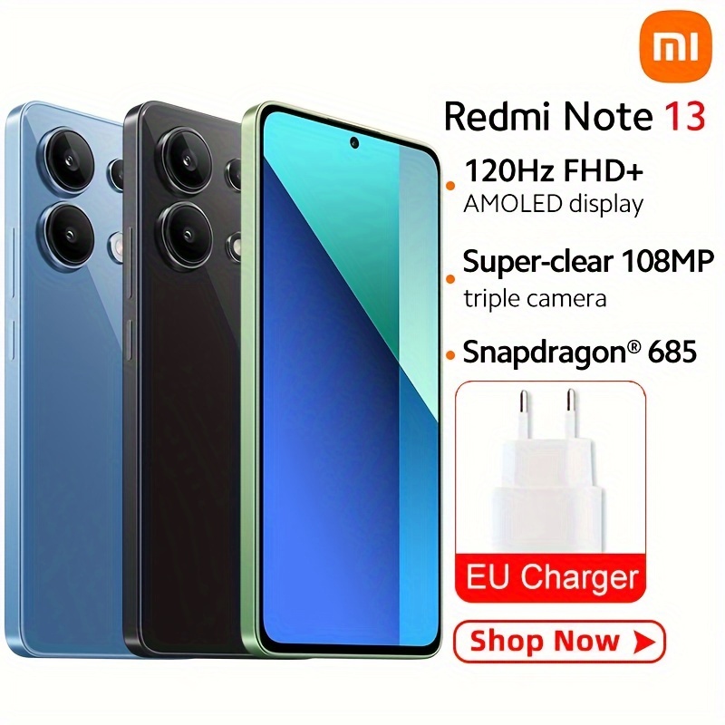 Xiaomi Redmi nota 13 4g Global Version smartphone 108MP Triple Camera 120Hz AMOLED Display Snapdragon 685 In-screen Fingerprint 33W Fast Charging 5000mAh Battery