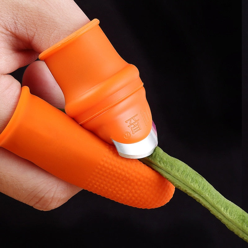 1 Juego de Protector de dedo de silicona con hoja para frutas, verduras, cuchillo para pulgar, Protector de dedo, utensilios de cocina, accesorios