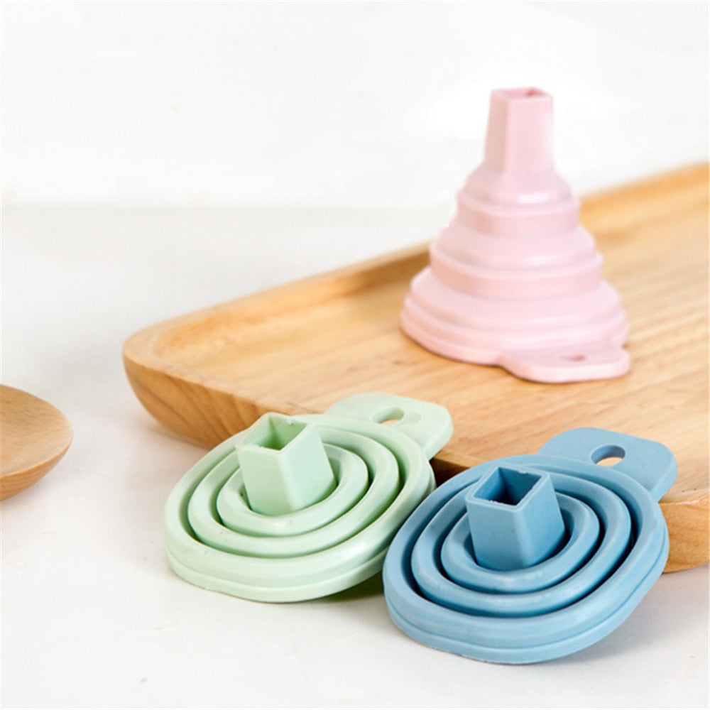 cocina Silicone Collapsible Funnels Folding Funnel Set plegable Funnel para Filling Bottles, Liquid, Powder Transfer