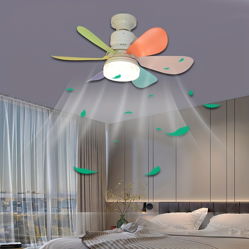 Ventilador de techo con enchufe de 1 pieza con luz y control remoto, ventilador de bombilla de 16 pulgadas, 3 velocidades de ventilador, 3 configuraciones de tiempo, adecuado para dormitorios con espacios peque&ntilde;os, salas de estudio, balcones, fluj...