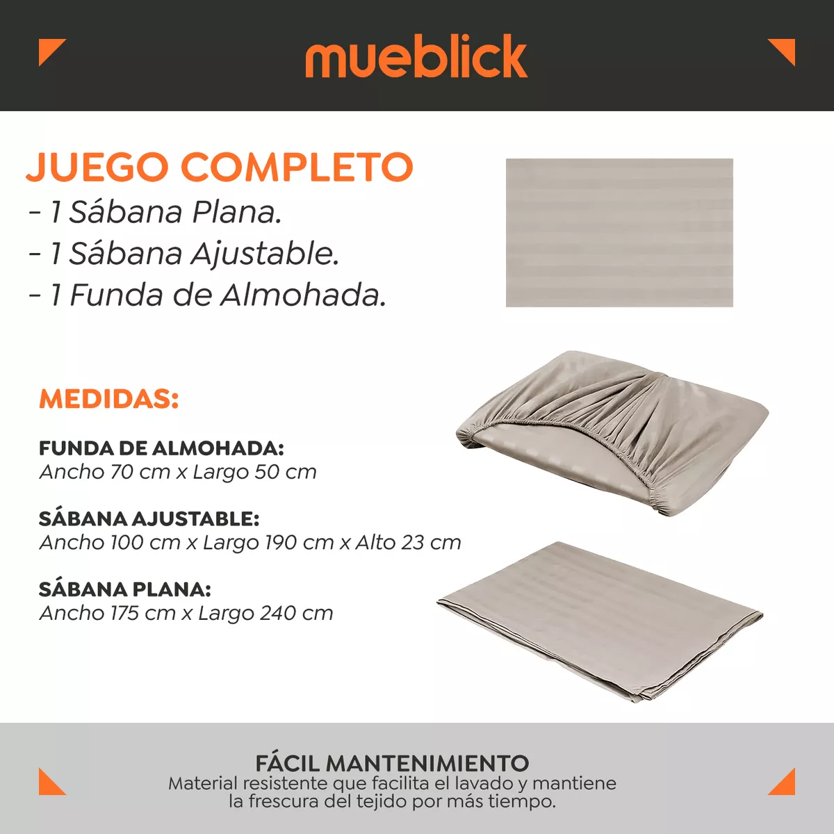 Juego De Sábanas Individual 3200 Hilos Egipcian Suave Blick