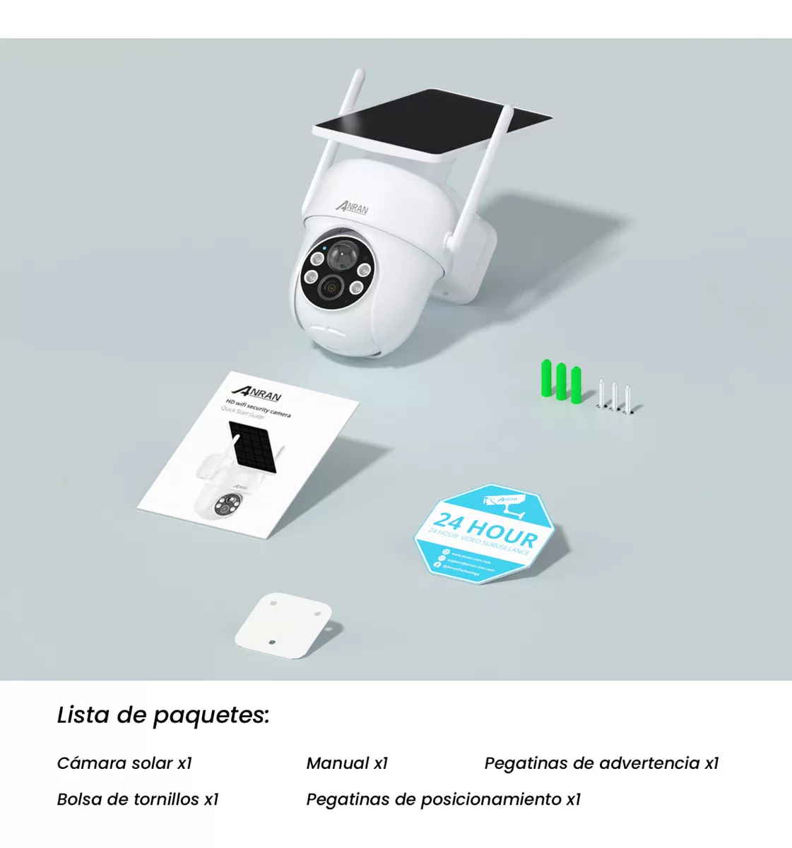 Anran Solar Cámara De Seguridad 5megapixeles Wifi 2.4g App