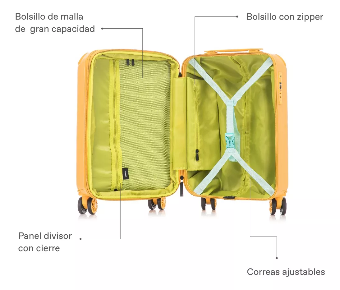 Set De 2 Maletas Charter Rígidas Candado Tsa 4 Ruedas Dobles