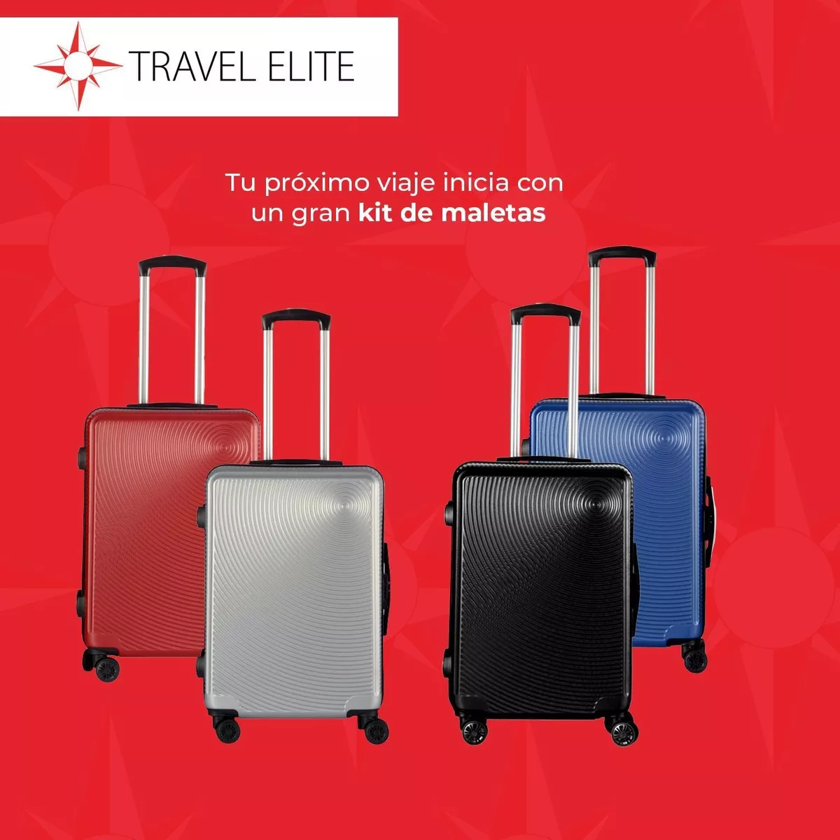 Juego De 3 Maletas De Viaje Travel Elite, Diferentes Tamaños