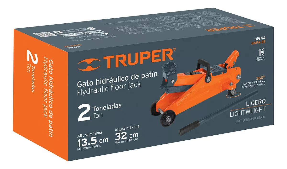 Gato De Patín 2 Toneladas 30 movimientos Truper GAPA-2E