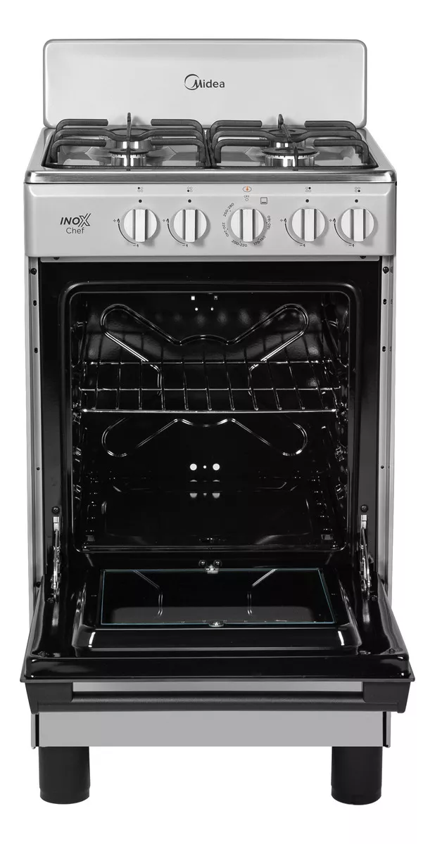 Estufa De Piso Midea Con Copete 20 Inox Chef Silver