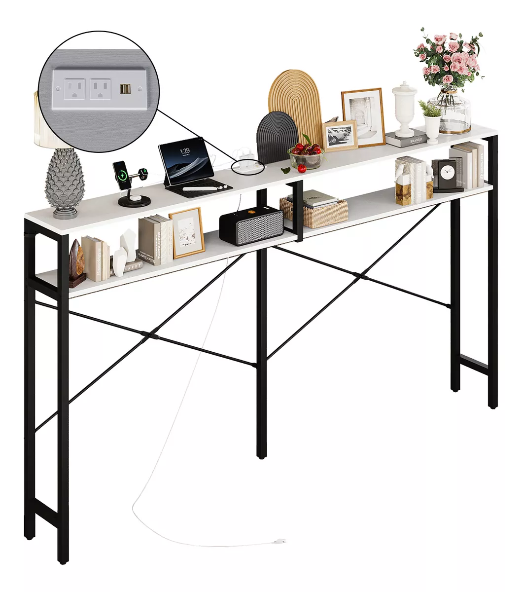 Mesa Consola Moderna Con Dos Hileras De Estantes180*20*105cm