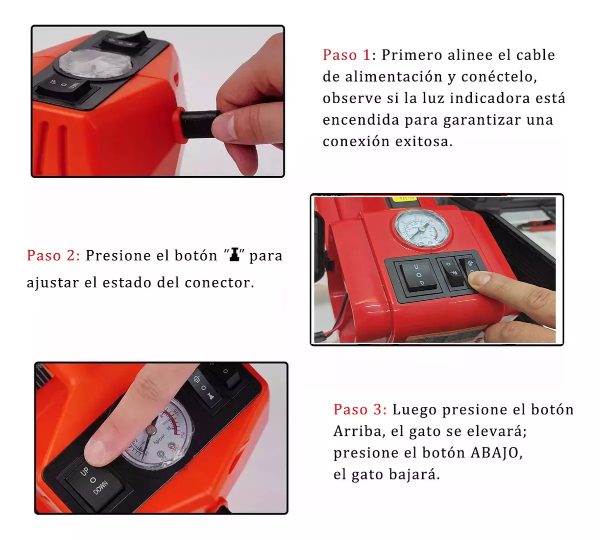 ATVERCE Gato Hidráulico Eléctrico Para Automóviles 12v 5 Ton 3 En 1