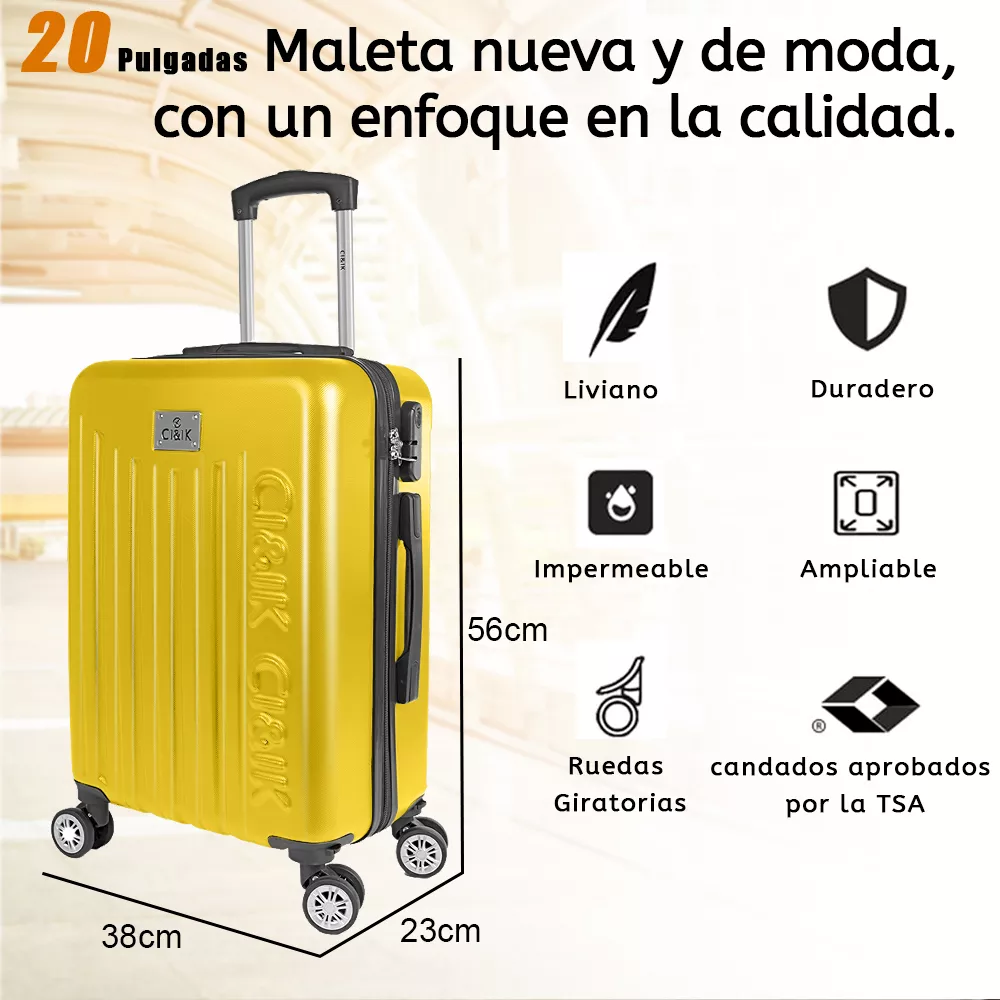 Maleta Mano Viaje Rigida 20pulgada Ruedas 360° Maleta Ligera