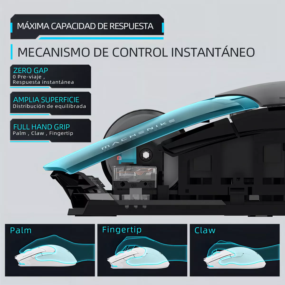 Mouse Gamer Inalámbrico Machenike M7pro Negro Paw3395 26000 Dpi-Two Modo Conexión (usb 2.4ghz Receiver + Con Cable)