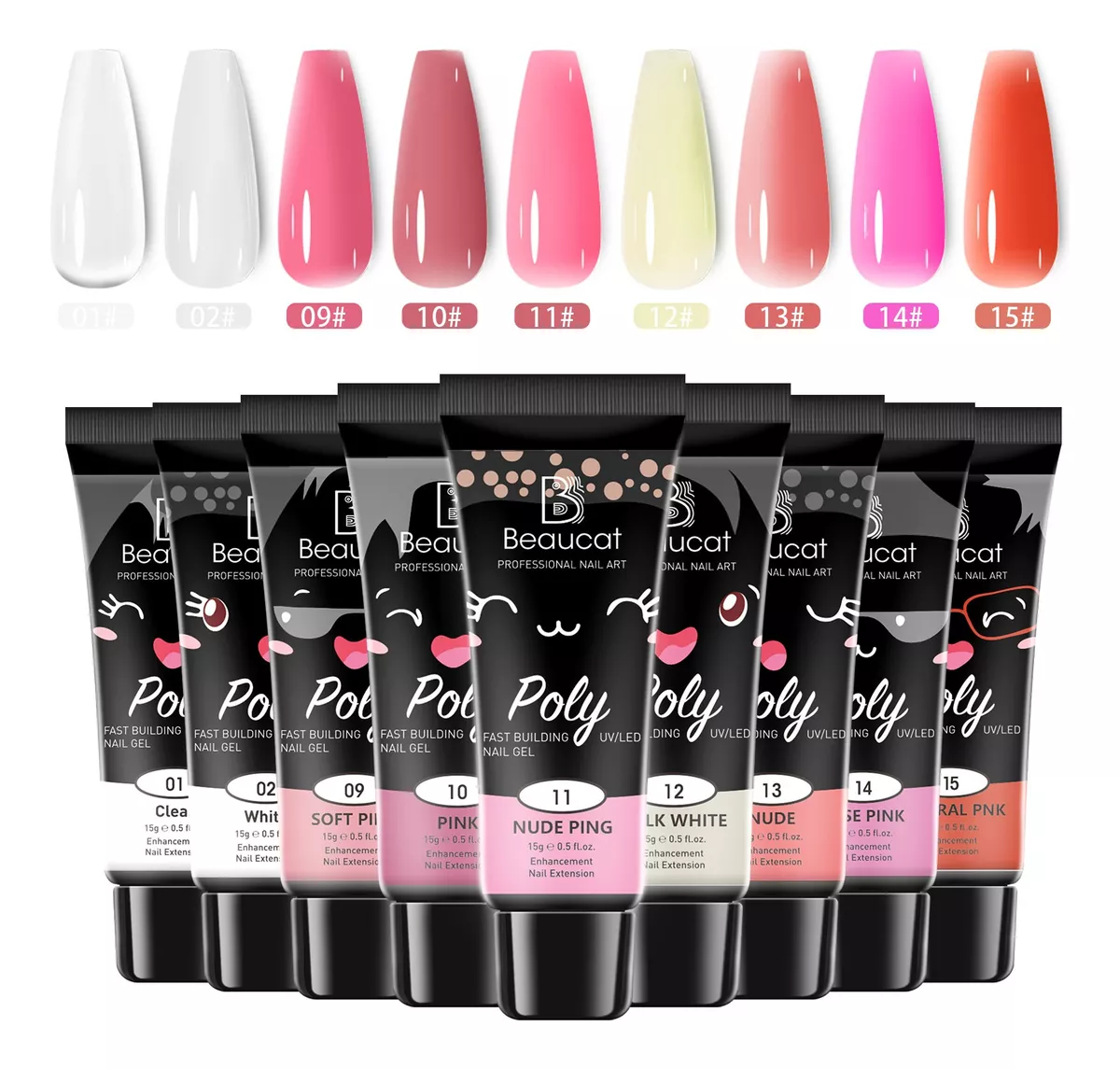 kit Para De Uñas Polygel Completo Acrilicas Beaucat 38 Pcs