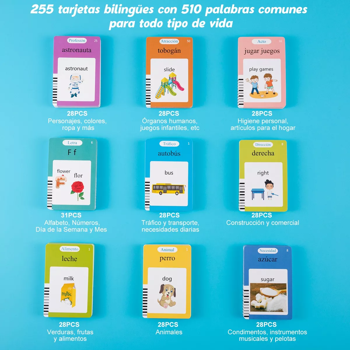 Juguetes Aprendizaje Tarjetas Lectura Español 510 Palabras