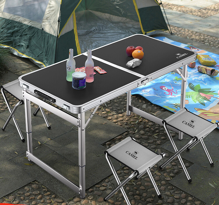 Mesa plegable, plegable al aire libre, port&aacute;til, aleaci&oacute;n de aluminio simple, mesa y sillas de picnic