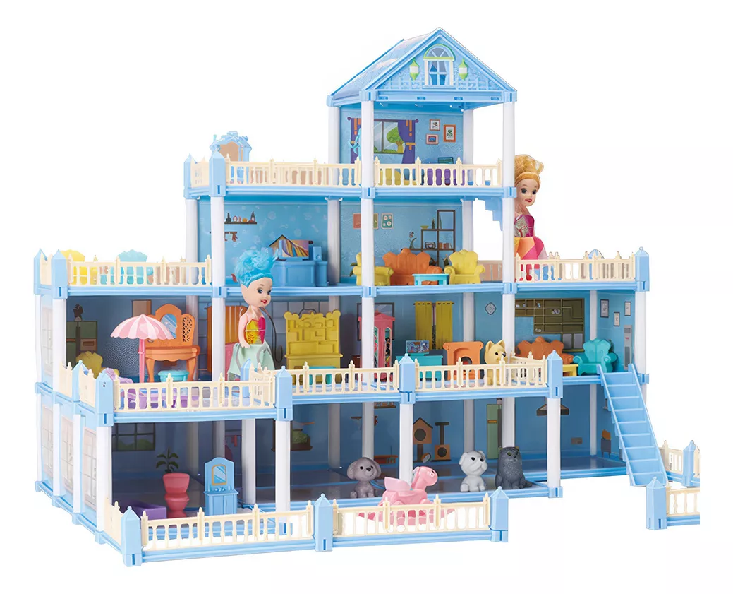Casa Para Mu&ntilde;ecas Con Mu&ntilde;ecas Y Muebles Regalo Para Ni&ntilde;as