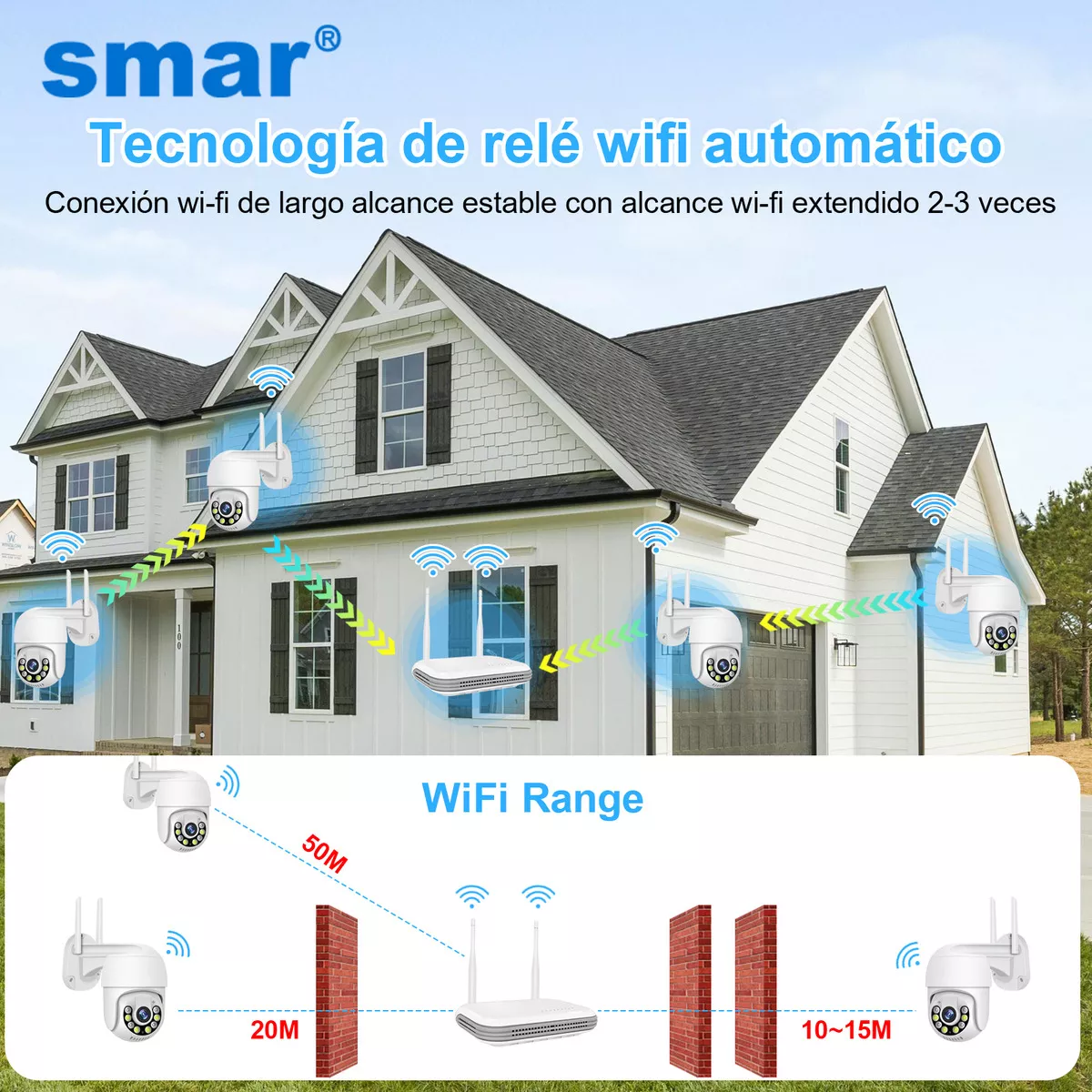 kit De Camaras Videovigilancia 4 Wifi Camaras 3mp Disco 1tb+Voz bidireccional y seguimiento automático