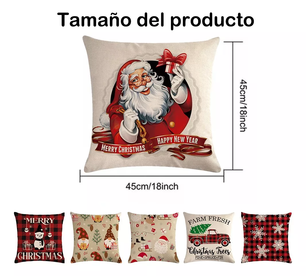 Funda De Almohada De Cojín Navidad Con Diseño Navideño 6pcs