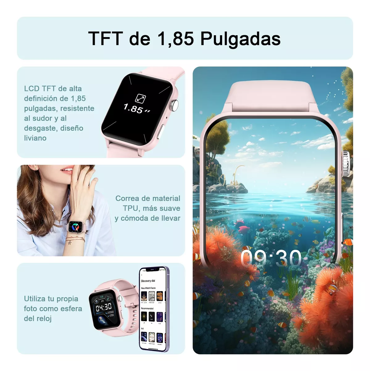 Reloj Inteligente Mujer, Smartwatch, Llamada, Asistente Voz