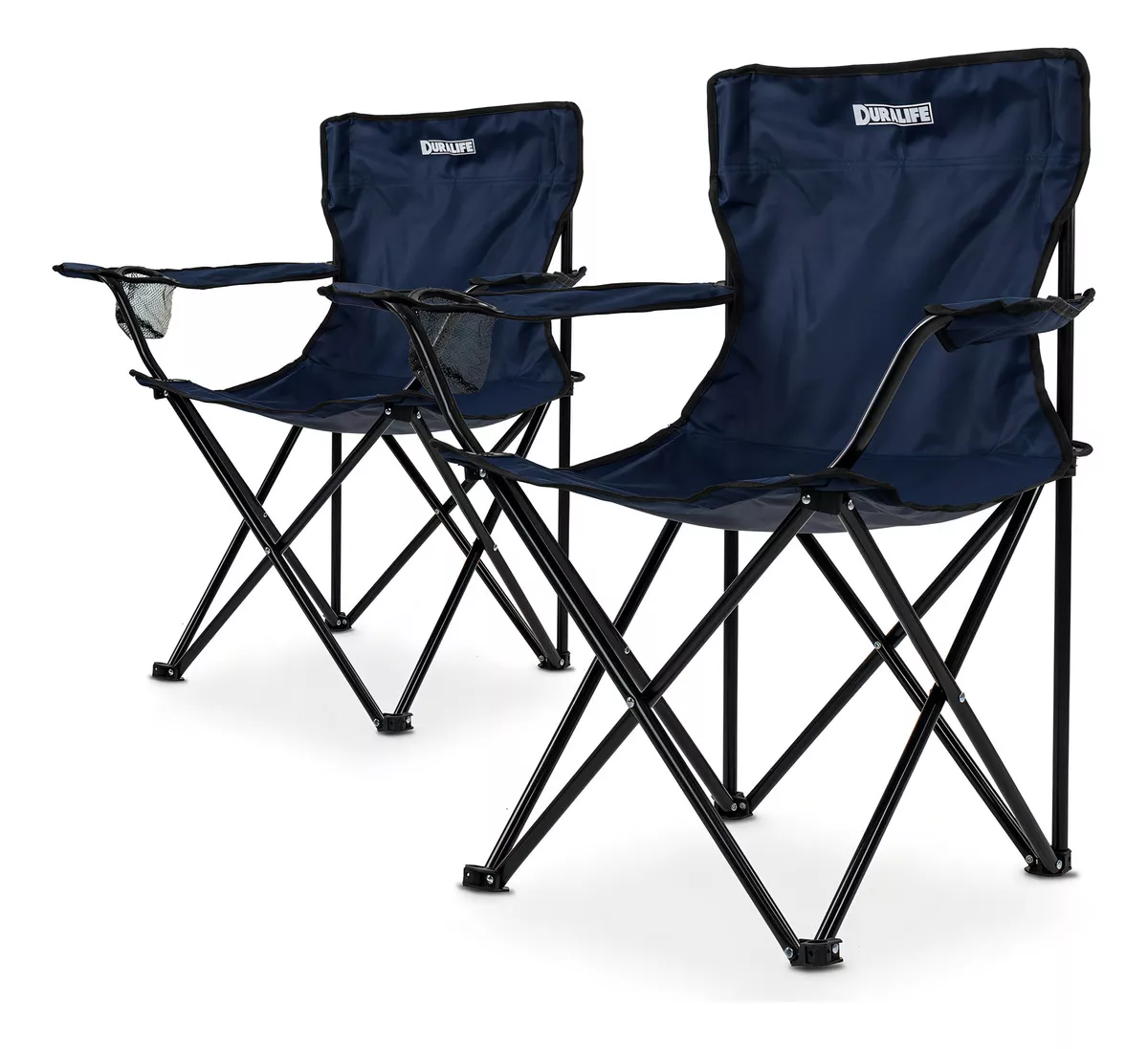 Silla para Camping Playa Alberca Pesca Plegable Portatil color Azul Marino Set de 2 piezas Duralife