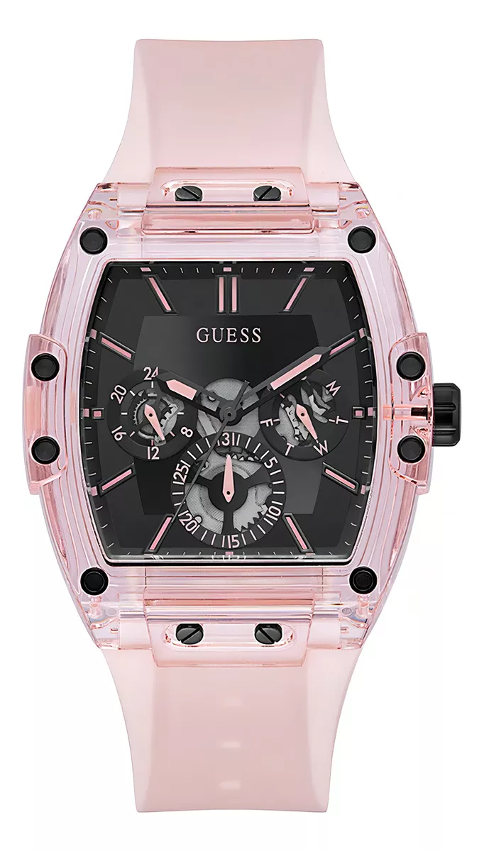 Reloj Para Hombre Marca Guess Duke Original color De La Correa Negro color Del Bisel Plateado color Del Fondo Plateado