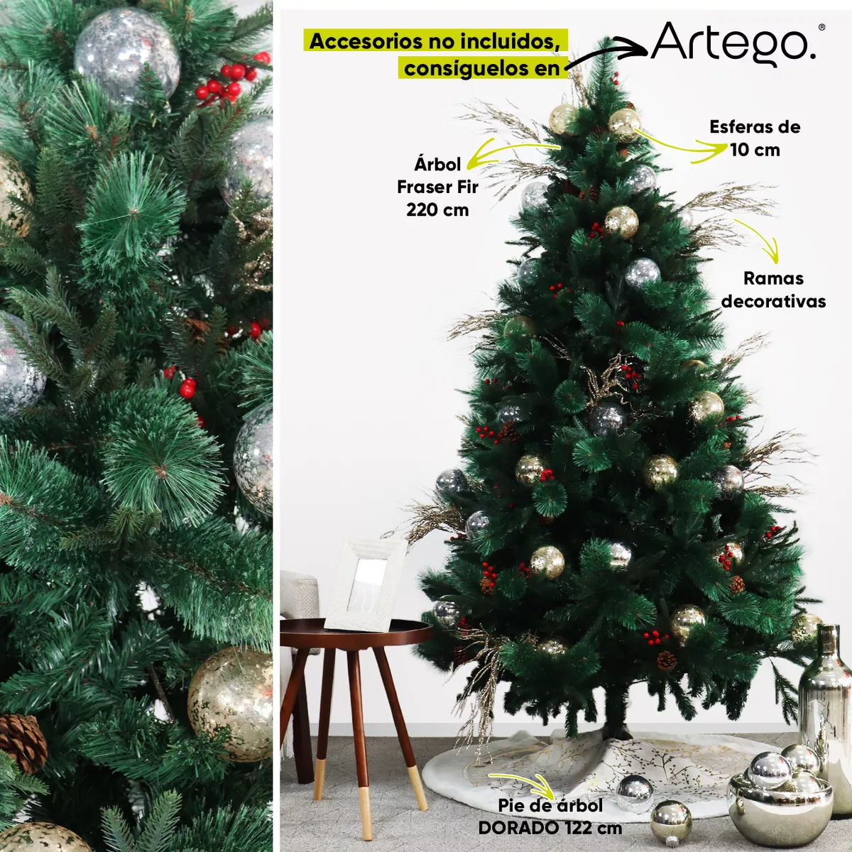 Árbol De Navidad Fraser Luxury 1600ramas + Maleta 2.2m