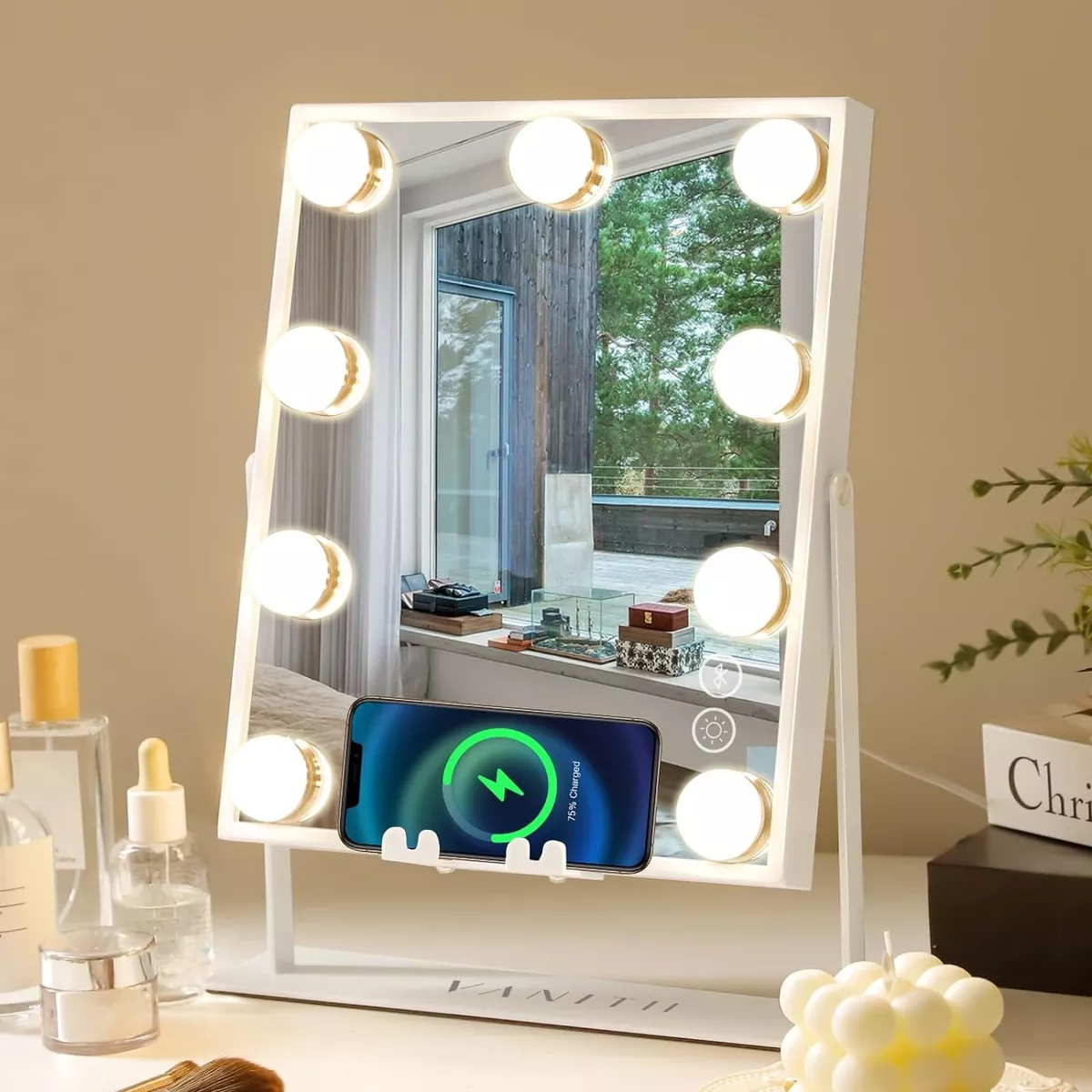 Espejo De Maquillaje Vanitii Hollywood Bluetooth 9 Led Focos