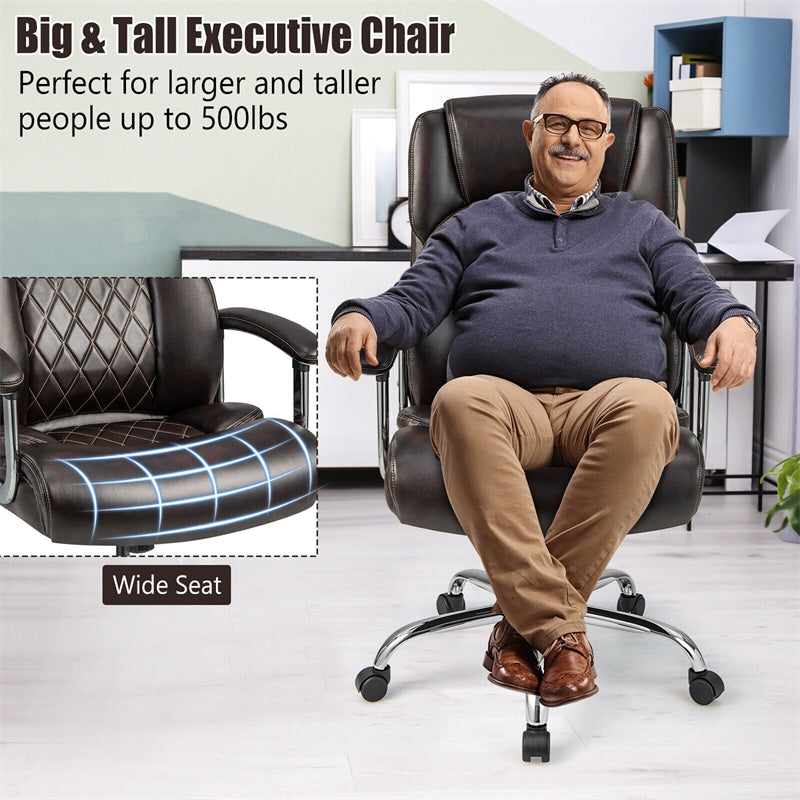 Silla de oficina giratoria de altura ajustable de 500 libras, silla de escritorio para ordenador, silla ejecutiva de piel sintética con Base de Metal resistente
