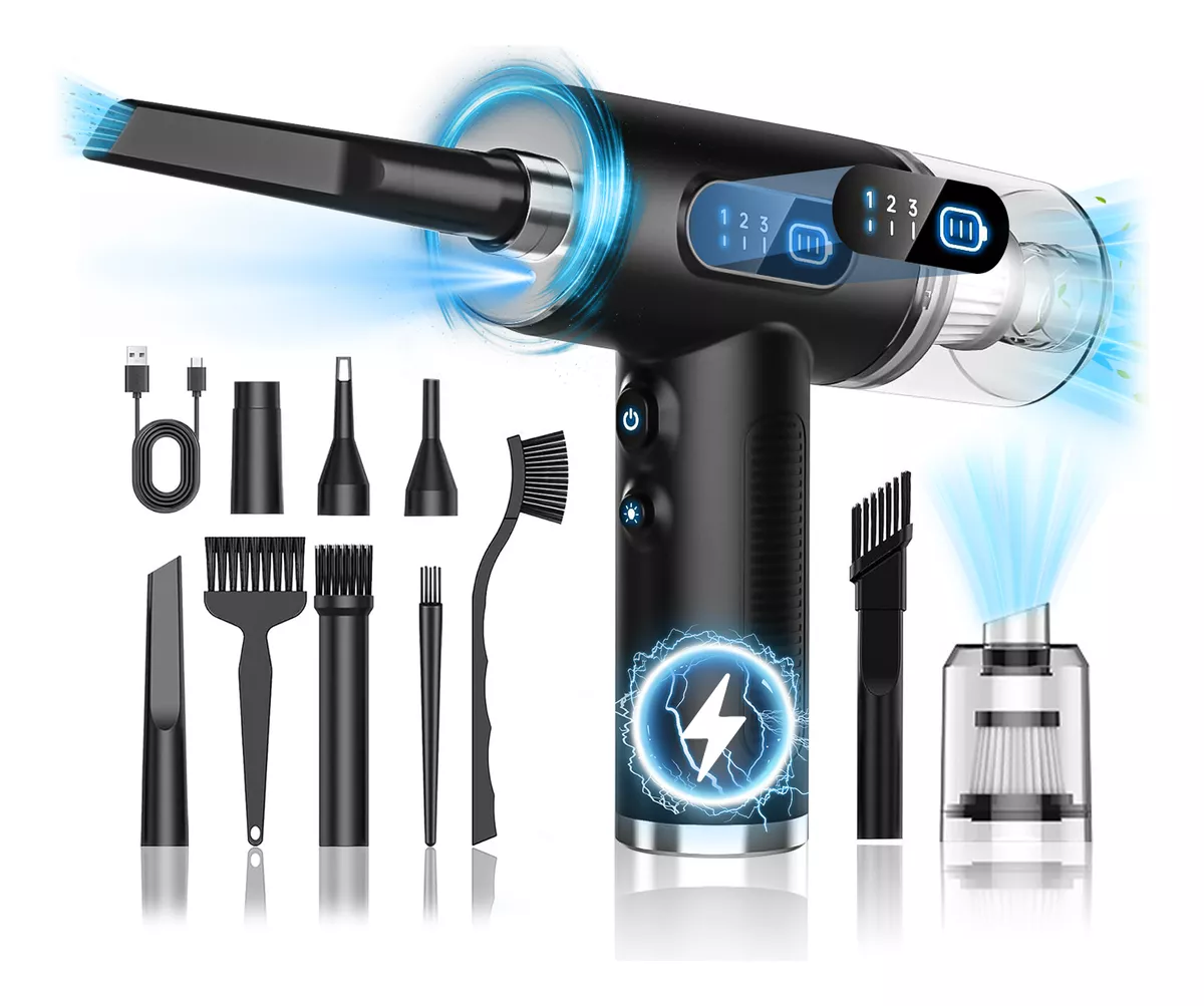 kit Limpieza Pc Inal&aacute;mbrico Aire Soplador Plumero 2 En 1