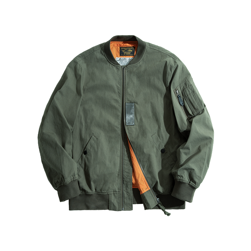 Casual MA-1 Men’s Jackets Green Military Flight Bomber Tank Coat Solid Vintage Coats Monocycle Jacket Collar Men Clothing