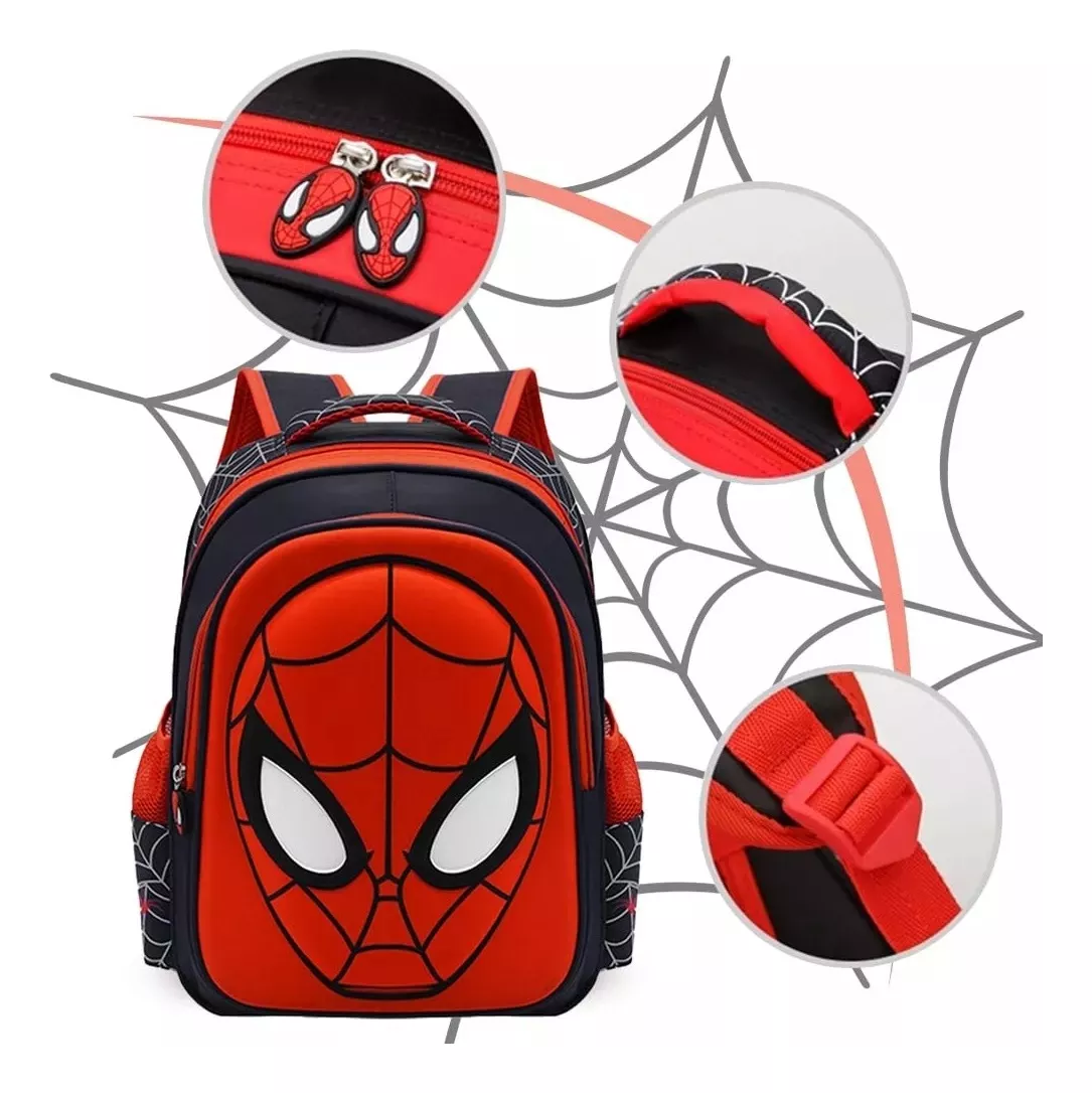 Mochila Preescolar Spider Man 3d Dibujos Animados+sombrero