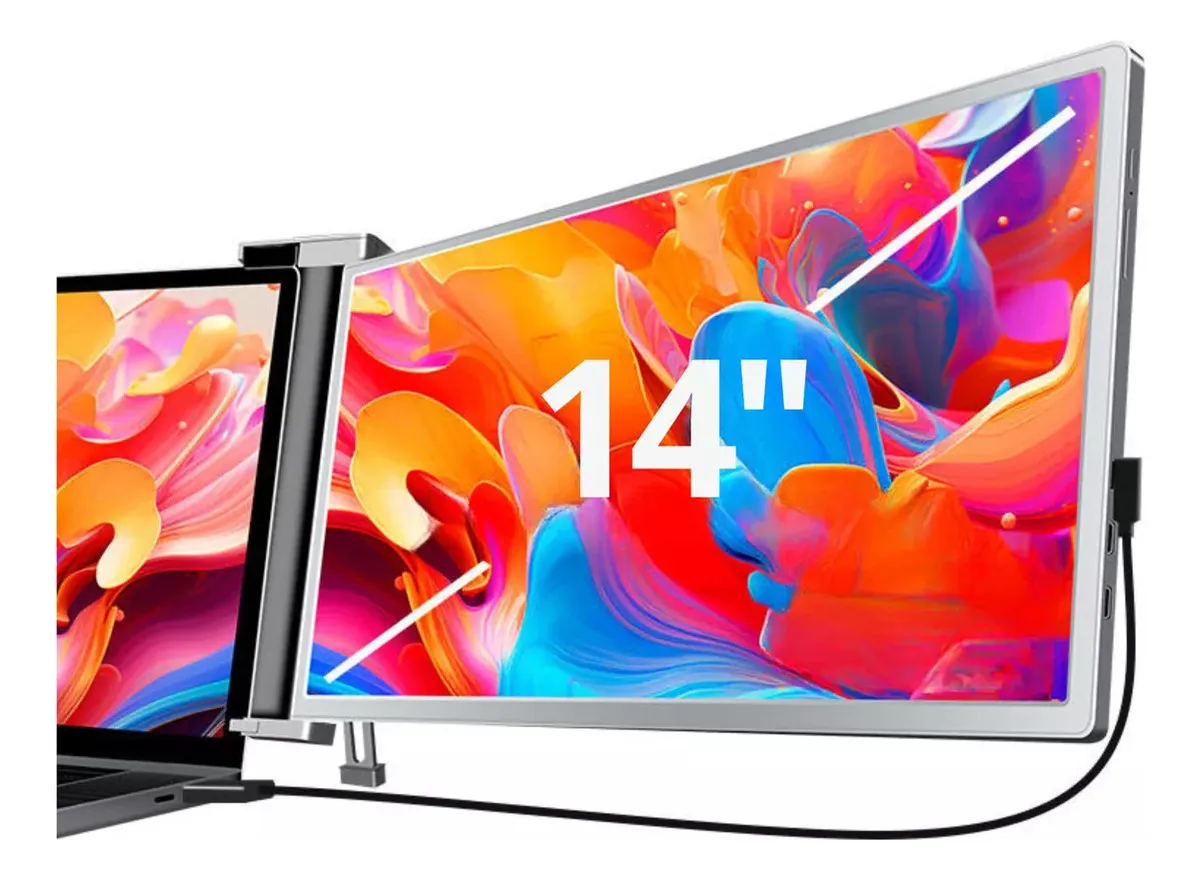 Mr. Gadgets Monitor Portatil Para Laptop 14 Pulgadas Modelo S14 Full Hd 1080p, Ips, Plug & Play, 180&deg;, Hdr, Usb-c, Hdmi, Compatible Con Windows, Mac Os, M1, M2, M3, M4, Linux