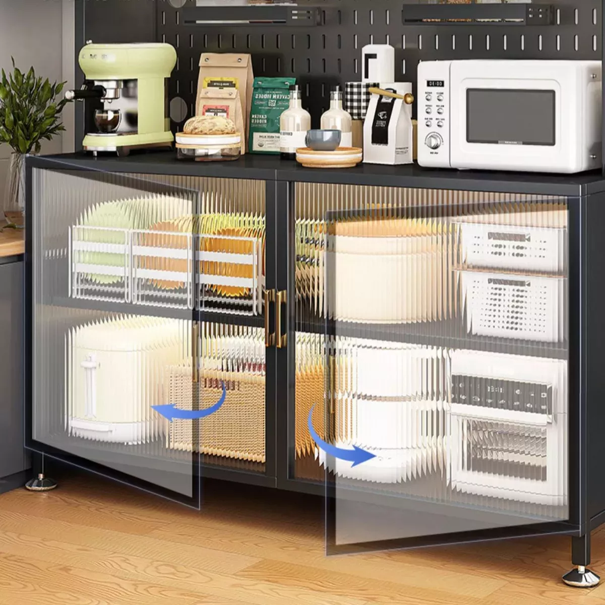 Rack Mueble Multiusos Cocina Moderno Estante De Cocina Negro