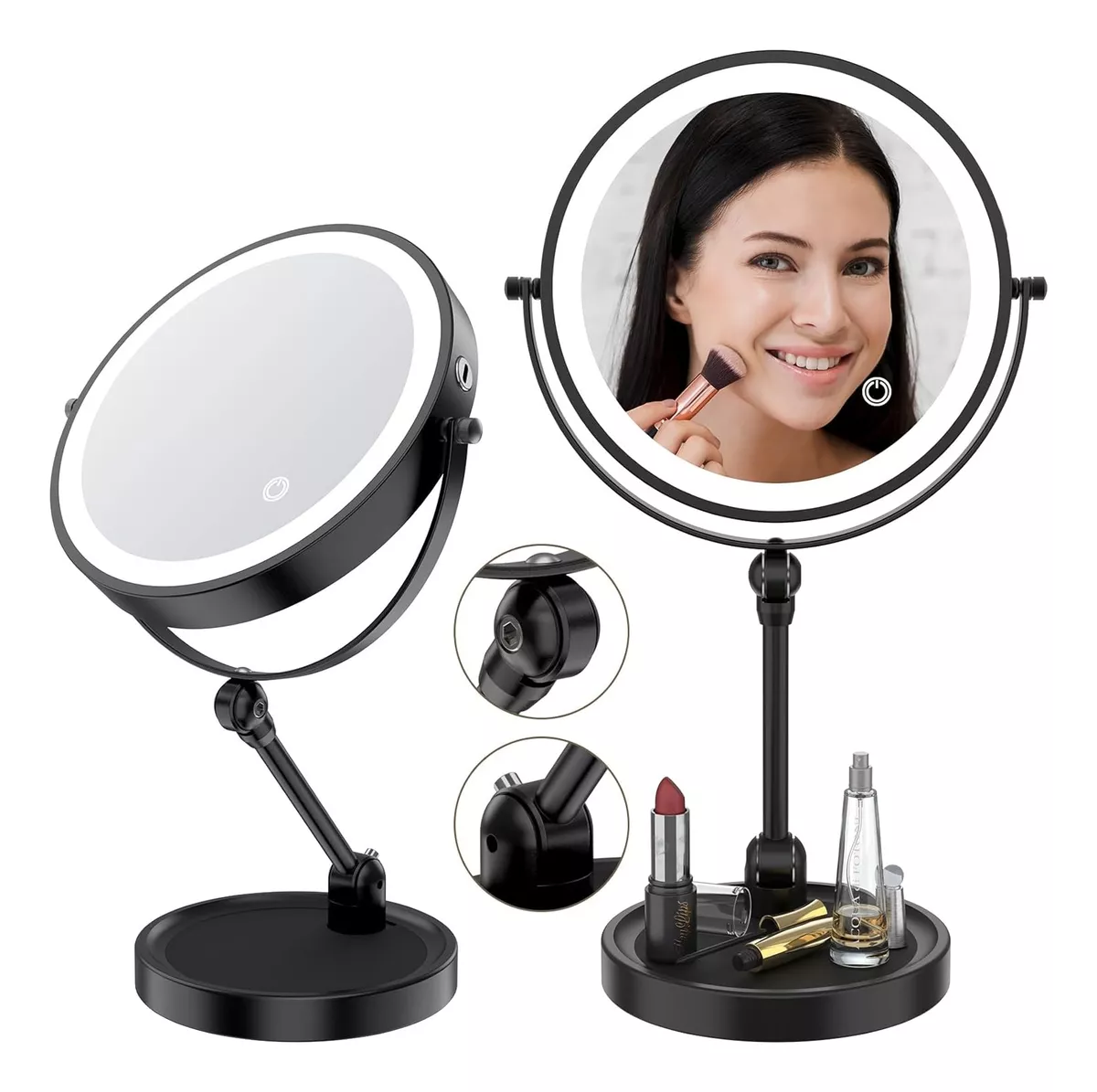 Espejo De Maquillaje Regulable En Altura Con Luz 8in Y 1/10x