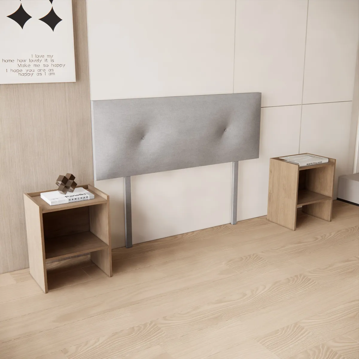 Base Cama Urban Matrimonial-Base + Cabecera + 2 Buros