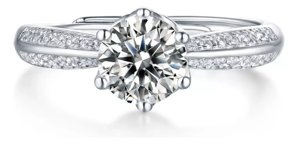 Anillo De Compromiso 925 Plata Mujer Moissanite Joyeria Fina
