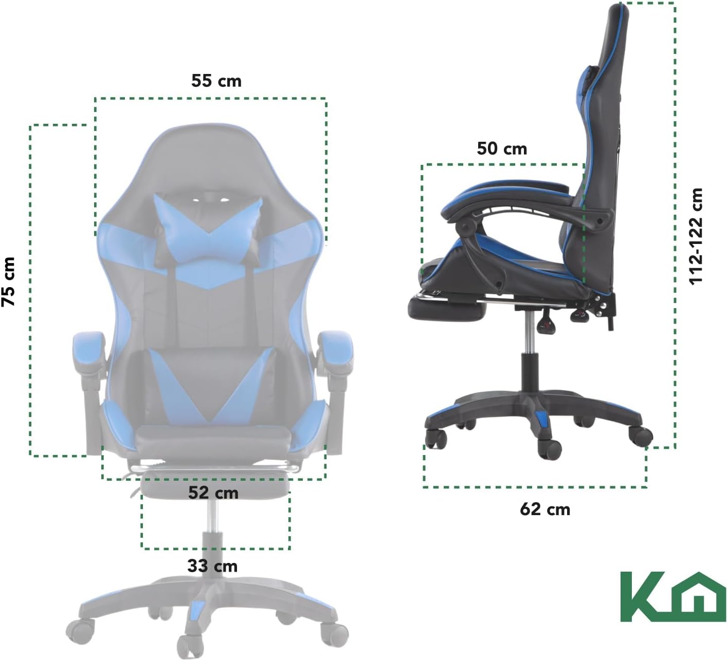 Kingshouse | Silla ergonómica reclinable para juegos