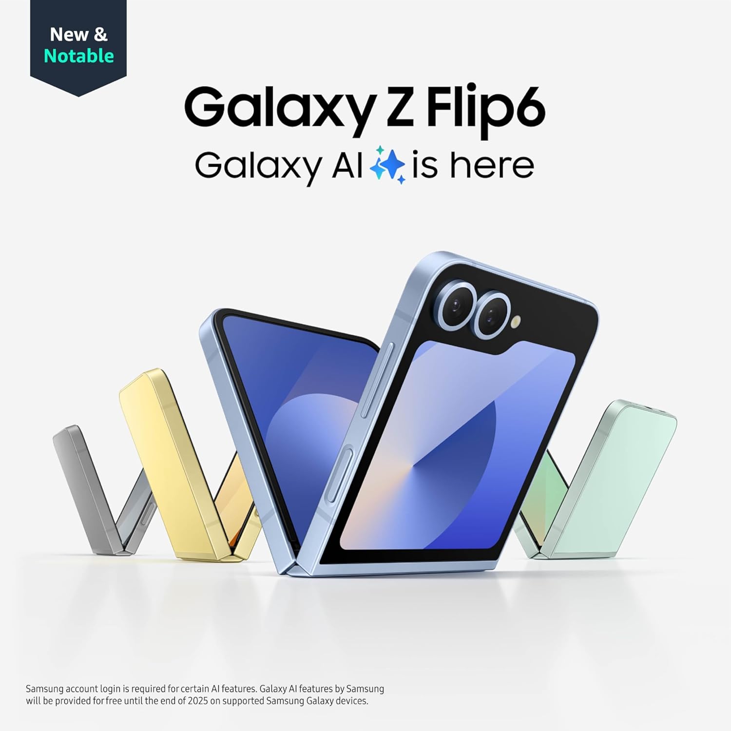 SAMSUNG Galaxy Z Flip 6 AI Cell teléfono Unlocked Android smartphone, FlexCam Camera, Photo Assist, US Version, 2024, Blue
