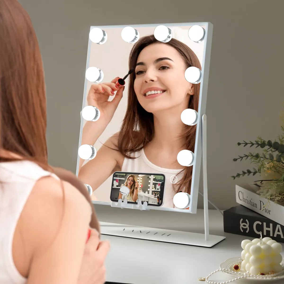Espejo Maquillaje Vanitii Hollywood Bluetooth 12 Led Focos